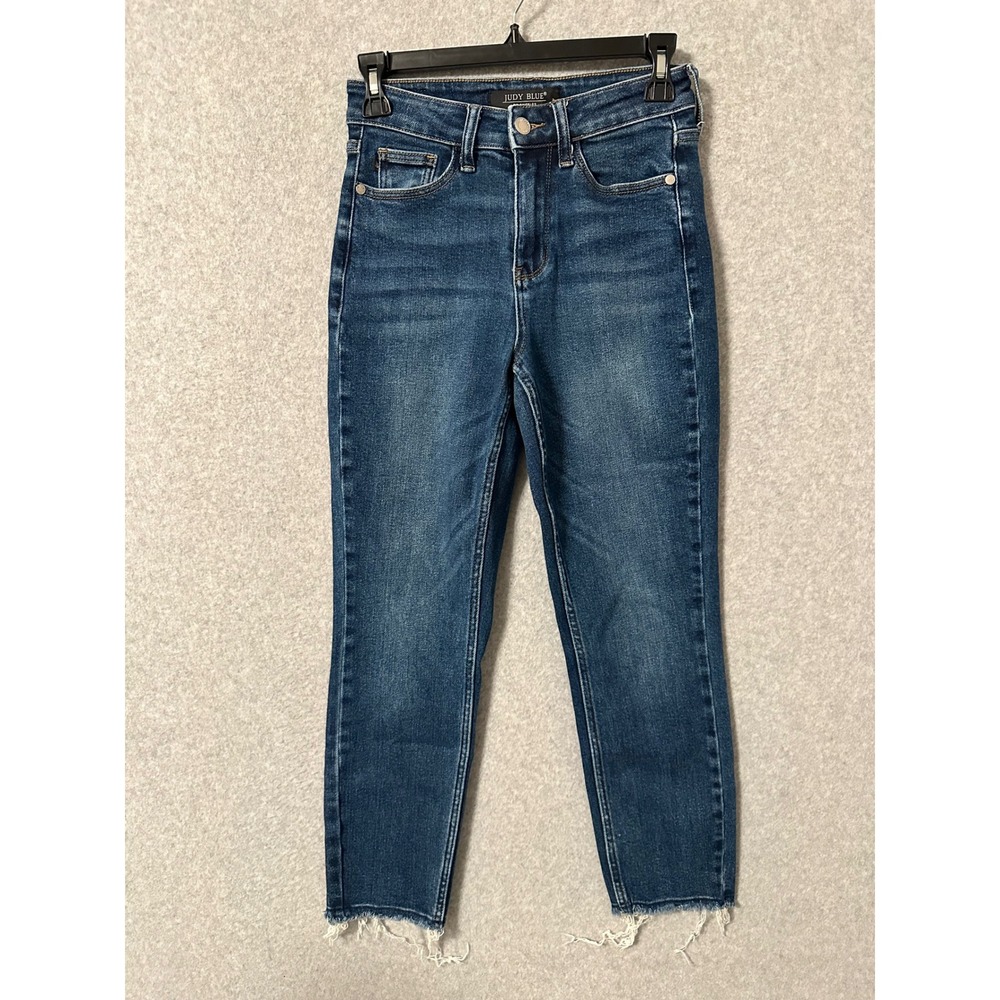 Judy Blue Skinny Jeans Womens 0/24 Blue High Rise Raw Hem JB88704